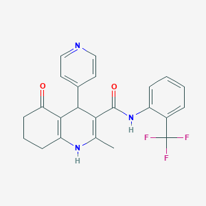 molecular formula C23H20F3N3O2 B3583885 2-methyl-5-oxo-4-(4-pyridinyl)-N-[2-(trifluoromethyl)phenyl]-1,4,5,6,7,8-hexahydro-3-quinolinecarboxamide 