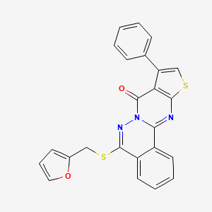 8-(furan-2-ylmethylsulfanyl)-13-phenyl-15-thia-9,10,17-triazatetracyclo[8.7.0.02,7.012,16]heptadeca-1(17),2,4,6,8,12(16),13-heptaen-11-one