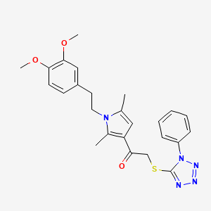 molecular formula C25H27N5O3S B3583927 1-{1-[2-(3,4-dimethoxyphenyl)ethyl]-2,5-dimethyl-1H-pyrrol-3-yl}-2-[(1-phenyl-1H-tetrazol-5-yl)thio]ethanone 