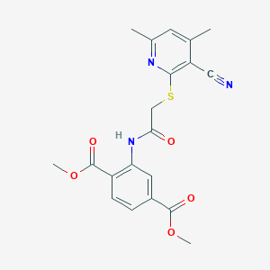 Dimethyl 2-[[2-(3-cyano-4,6-dimethylpyridin-2-yl)sulfanylacetyl]amino]benzene-1,4-dicarboxylate