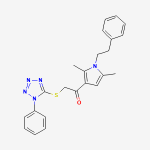 molecular formula C23H23N5OS B3583938 1-[2,5-dimethyl-1-(2-phenylethyl)-1H-pyrrol-3-yl]-2-[(1-phenyl-1H-tetrazol-5-yl)thio]ethanone 