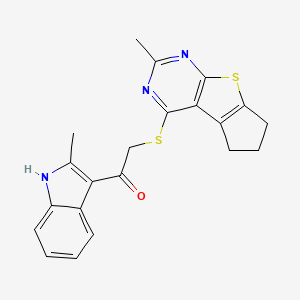 1-(2-methyl-1H-indol-3-yl)-2-({10-methyl-7-thia-9,11-diazatricyclo[6.4.0.0^{2,6}]dodeca-1(12),2(6),8,10-tetraen-12-yl}sulfanyl)ethan-1-one