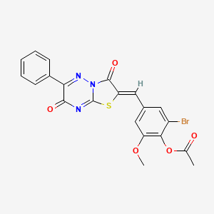 2-bromo-4-[(Z)-(3,7-dioxo-6-phenyl-7H-[1,3]thiazolo[3,2-b][1,2,4]triazin-2(3H)-ylidene)methyl]-6-methoxyphenyl acetate