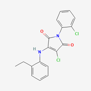 molecular formula C18H14Cl2N2O2 B3584191 3-CHLORO-1-(2-CHLOROPHENYL)-4-[(2-ETHYLPHENYL)AMINO]-2,5-DIHYDRO-1H-PYRROLE-2,5-DIONE CAS No. 6150-96-5