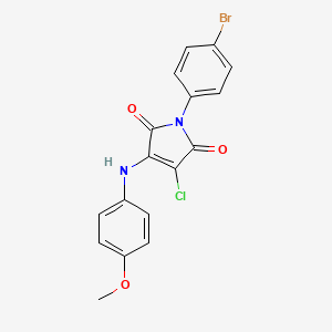 molecular formula C17H12BrClN2O3 B3584220 1-(4-BROMOPHENYL)-3-CHLORO-4-[(4-METHOXYPHENYL)AMINO]-2,5-DIHYDRO-1H-PYRROLE-2,5-DIONE 