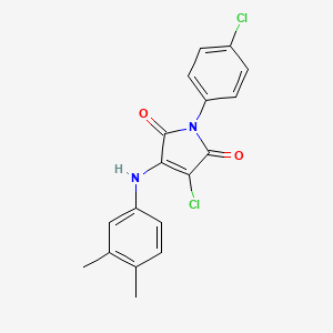 molecular formula C18H14Cl2N2O2 B3584252 3-Chloro-1-(4-chlorophenyl)-4-(3,4-dimethylanilino)pyrrole-2,5-dione 