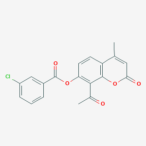 8-acetyl-4-methyl-2-oxo-2H-chromen-7-yl 3-chlorobenzoate