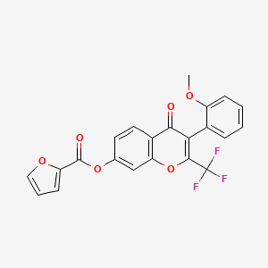 3-(2-methoxyphenyl)-4-oxo-2-(trifluoromethyl)-4H-chromen-7-yl furan-2-carboxylate