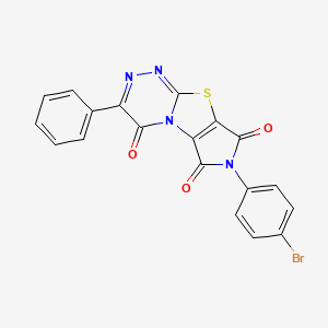 molecular formula C19H9BrN4O3S B3584387 4-(4-bromophenyl)-11-phenyl-7-thia-1,4,9,10-tetrazatricyclo[6.4.0.02,6]dodeca-2(6),8,10-triene-3,5,12-trione 