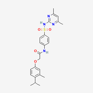 molecular formula C24H28N4O4S B3584429 N-{4-[(4,6-dimethylpyrimidin-2-yl)sulfamoyl]phenyl}-2-[3-methyl-4-(propan-2-yl)phenoxy]acetamide 