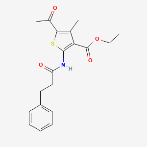 molecular formula C19H21NO4S B3584448 Ethyl 5-acetyl-4-methyl-2-(3-phenylpropanoylamino)thiophene-3-carboxylate 