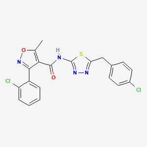 molecular formula C20H14Cl2N4O2S B3584551 N-[5-(4-chlorobenzyl)-1,3,4-thiadiazol-2-yl]-3-(2-chlorophenyl)-5-methyl-4-isoxazolecarboxamide 