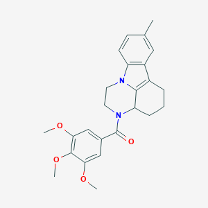 molecular formula C25H28N2O4 B358460 8-methyl-3-(3,4,5-trimethoxybenzoyl)-2,3,3a,4,5,6-hexahydro-1H-pyrazino[3,2,1-jk]carbazole CAS No. 28742-53-2