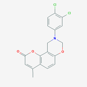 9-(3,4-DICHLOROPHENYL)-4-METHYL-2H,8H,9H,10H-CHROMENO[8,7-E][1,3]OXAZIN-2-ONE