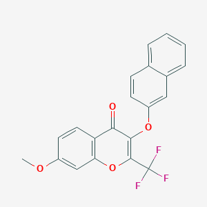 molecular formula C21H13F3O4 B3584618 7-methoxy-3-(2-naphthyloxy)-2-(trifluoromethyl)-4H-chromen-4-one 