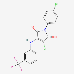 molecular formula C17H9Cl2F3N2O2 B3584626 3-chloro-1-(4-chlorophenyl)-4-{[3-(trifluoromethyl)phenyl]amino}-1H-pyrrole-2,5-dione 