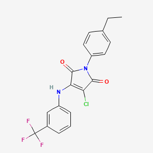 molecular formula C19H14ClF3N2O2 B3584658 3-chloro-1-(4-ethylphenyl)-4-{[3-(trifluoromethyl)phenyl]amino}-1H-pyrrole-2,5-dione 