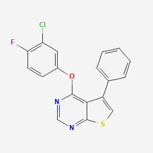 molecular formula C18H10ClFN2OS B3584733 4-(3-chloro-4-fluorophenoxy)-5-phenylthieno[2,3-d]pyrimidine 