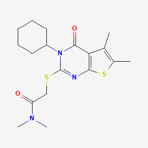 2-(3-cyclohexyl-5,6-dimethyl-4-oxothieno[2,3-d]pyrimidin-2-yl)sulfanyl-N,N-dimethylacetamide