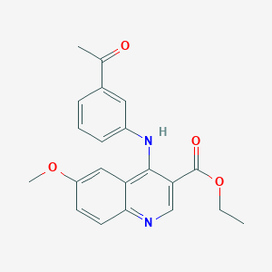 molecular formula C21H20N2O4 B3584972 Ethyl 4-(3-acetylanilino)-6-methoxyquinoline-3-carboxylate 