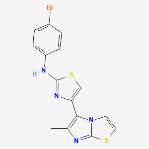 molecular formula C15H11BrN4S2 B3584981 N-(4-bromophenyl)-4-(6-methylimidazo[2,1-b][1,3]thiazol-5-yl)-1,3-thiazol-2-amine 