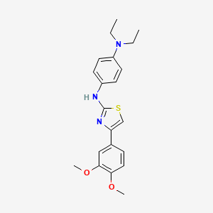 molecular formula C21H25N3O2S B3584987 N'-[4-(3,4-dimethoxyphenyl)-1,3-thiazol-2-yl]-N,N-diethyl-1,4-benzenediamine 