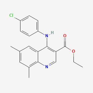 molecular formula C20H19ClN2O2 B3585068 Ethyl 4-[(4-chlorophenyl)amino]-6,8-dimethylquinoline-3-carboxylate 