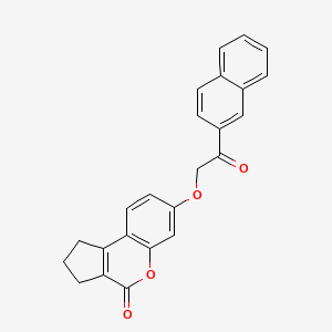 molecular formula C24H18O4 B3585152 7-[2-(NAPHTHALEN-2-YL)-2-OXOETHOXY]-1H,2H,3H,4H-CYCLOPENTA[C]CHROMEN-4-ONE 