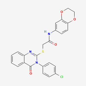 molecular formula C24H18ClN3O4S B3585265 2-{[3-(4-chlorophenyl)-4-oxo-3,4-dihydroquinazolin-2-yl]sulfanyl}-N-(2,3-dihydro-1,4-benzodioxin-6-yl)acetamide CAS No. 477329-52-5