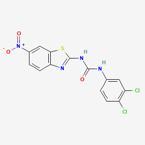 molecular formula C14H8Cl2N4O3S B3585294 N-(3,4-dichlorophenyl)-N'-(6-nitro-1,3-benzothiazol-2-yl)urea 