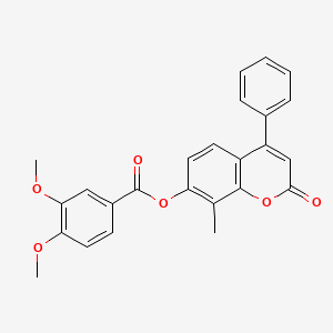 molecular formula C25H20O6 B3585325 8-methyl-2-oxo-4-phenyl-2H-chromen-7-yl 3,4-dimethoxybenzoate 