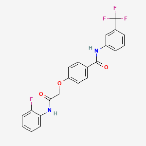 molecular formula C22H16F4N2O3 B3585338 4-[2-(2-fluoroanilino)-2-oxoethoxy]-N-[3-(trifluoromethyl)phenyl]benzamide 