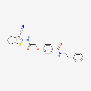 4-[2-[(3-cyano-5,6-dihydro-4H-cyclopenta[b]thiophen-2-yl)amino]-2-oxoethoxy]-N-(2-phenylethyl)benzamide