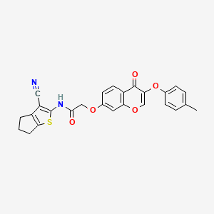 molecular formula C26H20N2O5S B3585355 N-(3-cyano-5,6-dihydro-4H-cyclopenta[b]thiophen-2-yl)-2-((4-oxo-3-(p-tolyloxy)-4H-chromen-7-yl)oxy)acetamide 