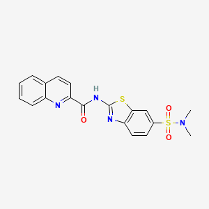 molecular formula C19H16N4O3S2 B3585370 N-[(2E)-6-(dimethylsulfamoyl)-1,3-benzothiazol-2(3H)-ylidene]quinoline-2-carboxamide 