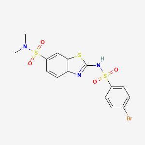 molecular formula C15H14BrN3O4S3 B3585375 2-{[(4-bromophenyl)sulfonyl]amino}-N,N-dimethyl-1,3-benzothiazole-6-sulfonamide 