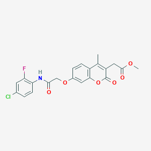 molecular formula C21H17ClFNO6 B3585387 methyl (7-{2-[(4-chloro-2-fluorophenyl)amino]-2-oxoethoxy}-4-methyl-2-oxo-2H-chromen-3-yl)acetate 