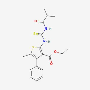 molecular formula C19H22N2O3S2 B3585388 ethyl 2-{[(isobutyrylamino)carbonothioyl]amino}-5-methyl-4-phenyl-3-thiophenecarboxylate 