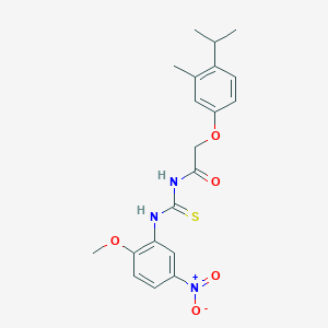 molecular formula C20H23N3O5S B3585398 2-(4-isopropyl-3-methylphenoxy)-N-{[(2-methoxy-5-nitrophenyl)amino]carbonothioyl}acetamide 