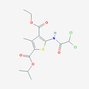 molecular formula C14H17Cl2NO5S B3585453 4-ethyl 2-isopropyl 5-[(dichloroacetyl)amino]-3-methyl-2,4-thiophenedicarboxylate 