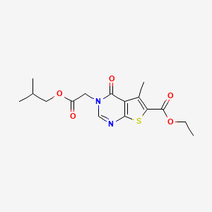 molecular formula C16H20N2O5S B3585733 ETHYL 5-METHYL-3-[2-(2-METHYLPROPOXY)-2-OXOETHYL]-4-OXO-3H,4H-THIENO[2,3-D]PYRIMIDINE-6-CARBOXYLATE 