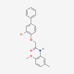 molecular formula C22H20BrNO3 B3585763 2-[(3-bromo-4-biphenylyl)oxy]-N-(2-methoxy-5-methylphenyl)acetamide 