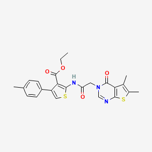 Ethyl 2-[[2-(5,6-dimethyl-4-oxothieno[2,3-d]pyrimidin-3-yl)acetyl]amino]-4-(4-methylphenyl)thiophene-3-carboxylate