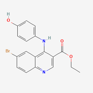 molecular formula C18H15BrN2O3 B3585945 ethyl 6-bromo-4-[(4-hydroxyphenyl)amino]quinoline-3-carboxylate 