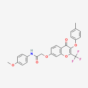 molecular formula C26H20F3NO6 B3585985 N-(4-methoxyphenyl)-2-{[3-(4-methylphenoxy)-4-oxo-2-(trifluoromethyl)-4H-chromen-7-yl]oxy}acetamide 