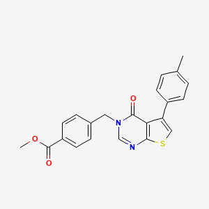 molecular formula C22H18N2O3S B3586043 Methyl 4-[[5-(4-methylphenyl)-4-oxothieno[2,3-d]pyrimidin-3-yl]methyl]benzoate 