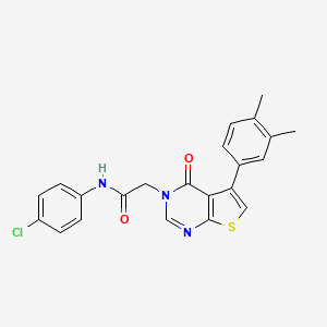 molecular formula C22H18ClN3O2S B3586049 N-(4-chlorophenyl)-2-[5-(3,4-dimethylphenyl)-4-oxothieno[2,3-d]pyrimidin-3-yl]acetamide 