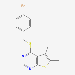 molecular formula C15H13BrN2S2 B3586064 4-[(4-bromobenzyl)thio]-5,6-dimethylthieno[2,3-d]pyrimidine 