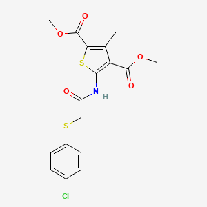 Dimethyl 5-[[2-(4-chlorophenyl)sulfanylacetyl]amino]-3-methylthiophene-2,4-dicarboxylate