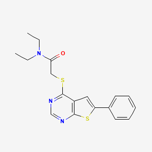 molecular formula C18H19N3OS2 B3586203 N,N-diethyl-2-(6-phenylthieno[2,3-d]pyrimidin-4-yl)sulfanylacetamide 